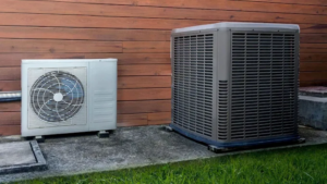 Professional HVAC technician repairing air conditioner unit in Aldie Virginia